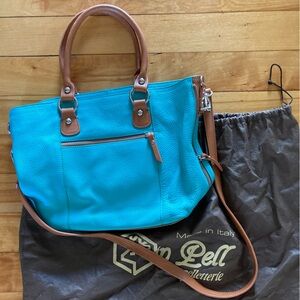 Valentina Leather Handbag, Turquoise, Excellent Condition